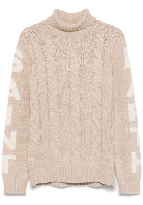 Heavyweight beige braided turtleneck sweater MC2 | FISHERMAN-ST BARTH1110